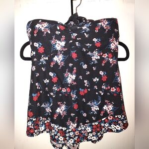 NOBO navy blue halter with red &white flowers size lg